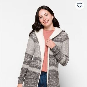 Dockerie Sherpa Trim Hooded Cardigan